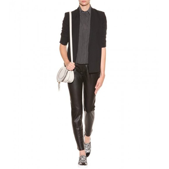 Rag & Bone Jean Hyde Portobello Black Leather Trousers Pants Size 25 or 31